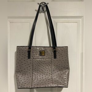 Dooney & Bourke Ostrich Small Lexington tote bag in grey with black handles